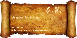 Orsós Urbána névjegykártya